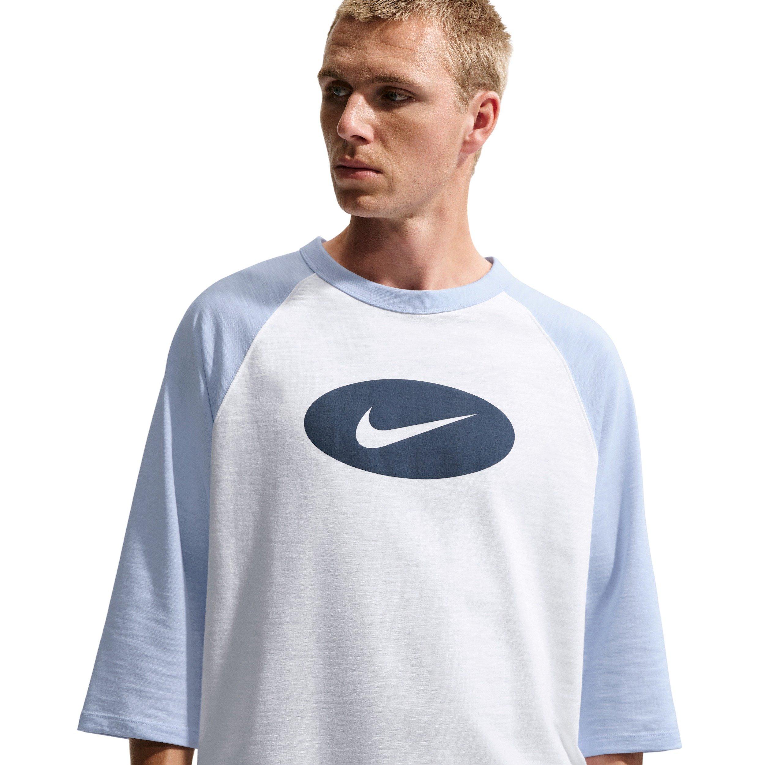 Nike Men's Club 3/4-Sleeve Raglan Top - LT BLUE/BLUE